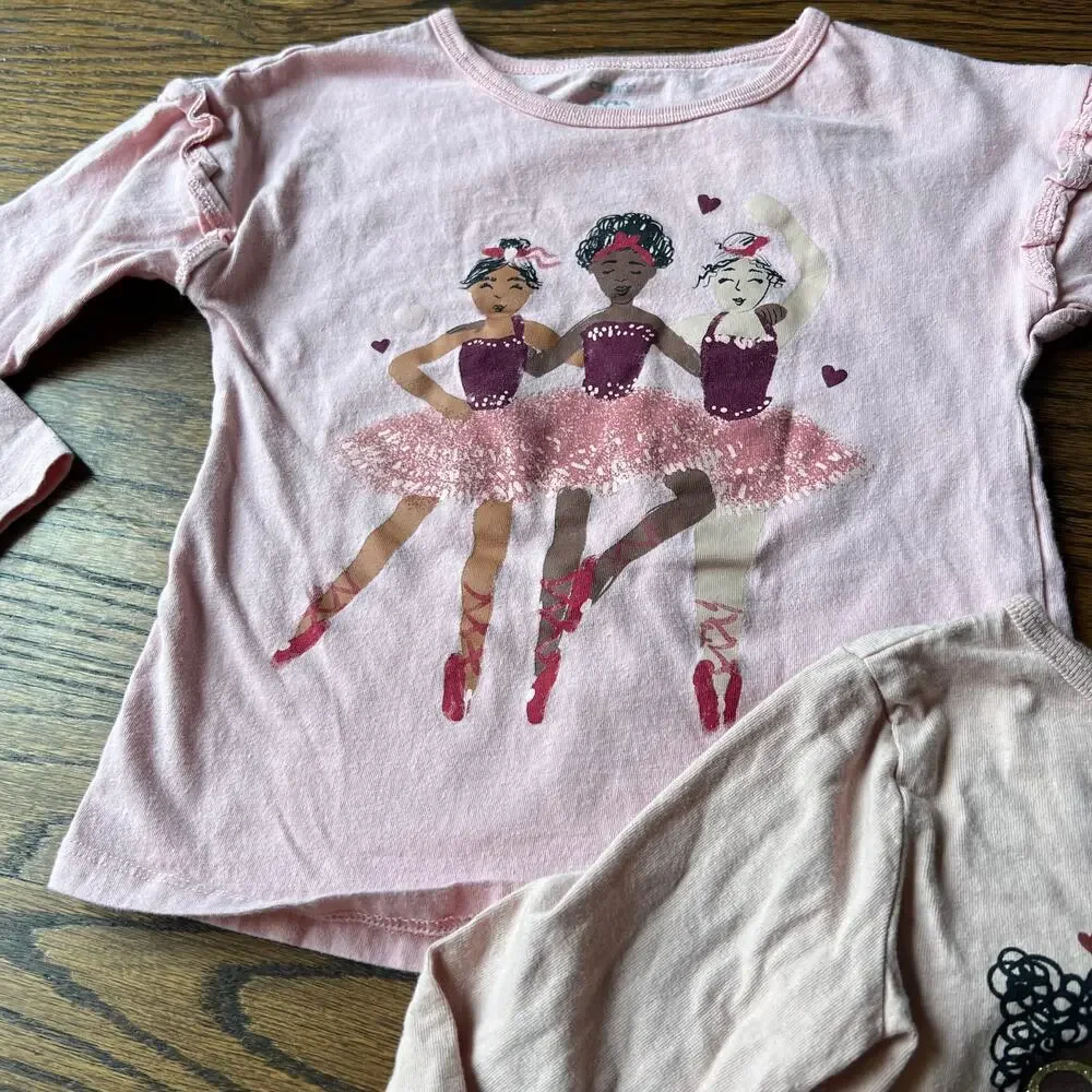 Carter's Ballet Pink Girl's Diverse Multicultural Long Sleeve Tee Shirts - 4T